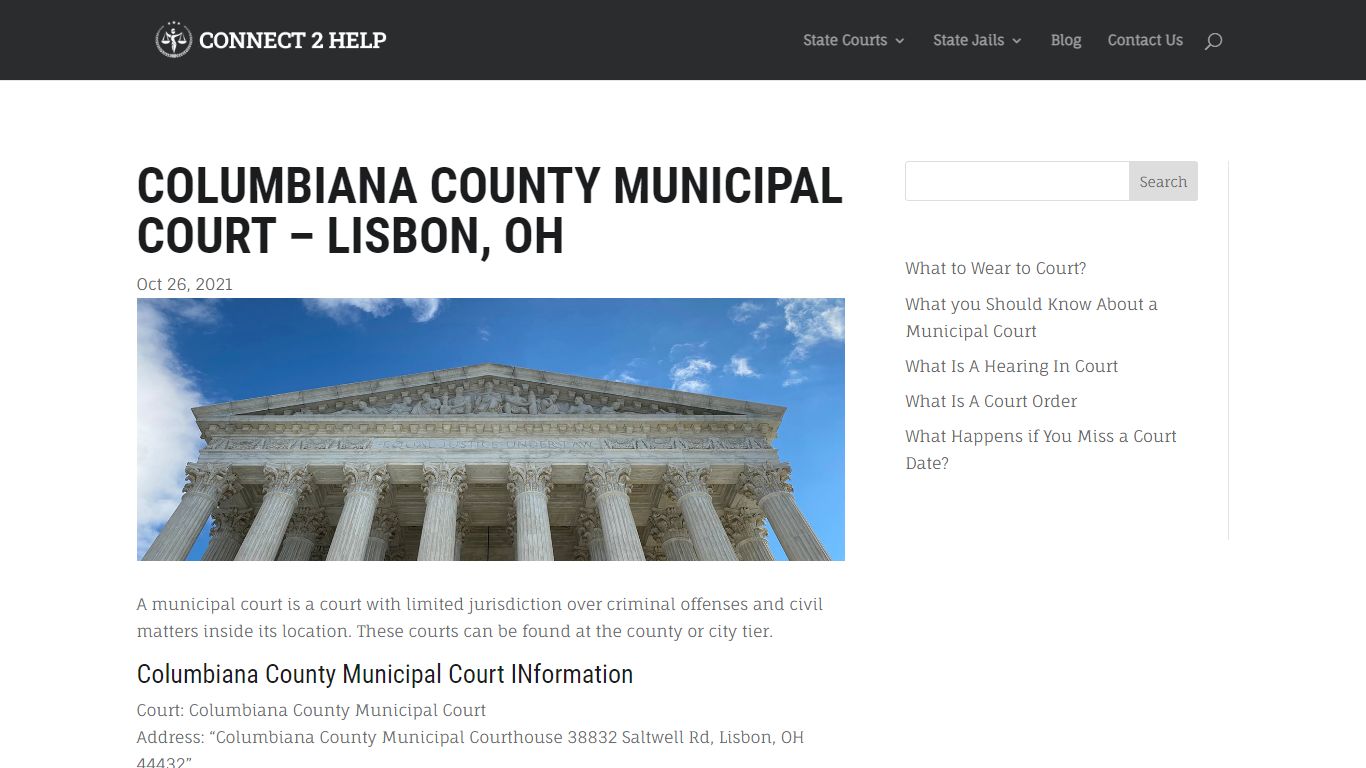 Columbiana County Municipal Court - Lisbon, OH - Connect 2 Help